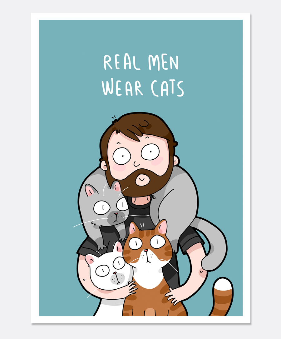 Real Men Wear Cats Print