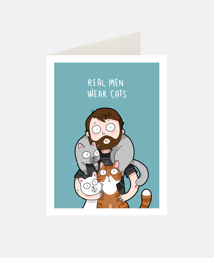 Real Men Wear Cats Greeting Card