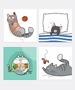A Set of Cats Stickers
