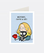 Weekends, Coffee & Cats Greeting Card