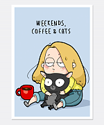 Weekends, Coffee & Cats Print